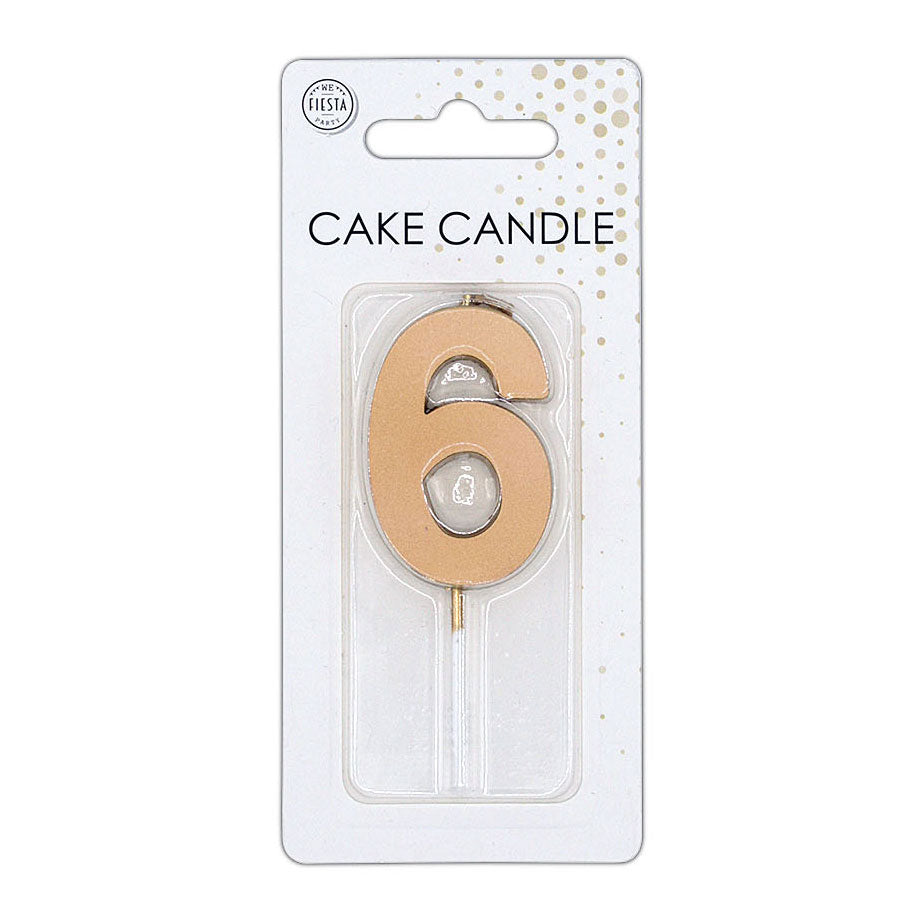 Globos cake candle 4.5cm metallic rose gold no. 6