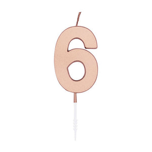 Globos cake candle 4.5cm metallic rose gold no. 6
