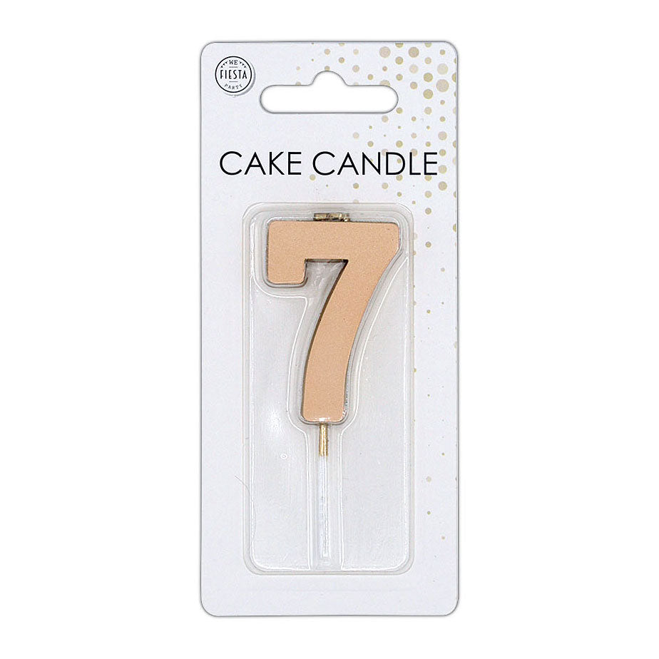 Globos cake candle 4.5cm metallic rose gold no. 7