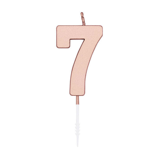 Globos cake candle 4.5cm metallic rose gold no. 7