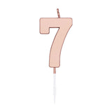 Globos cake candle 4.5cm metallic rose gold no. 7