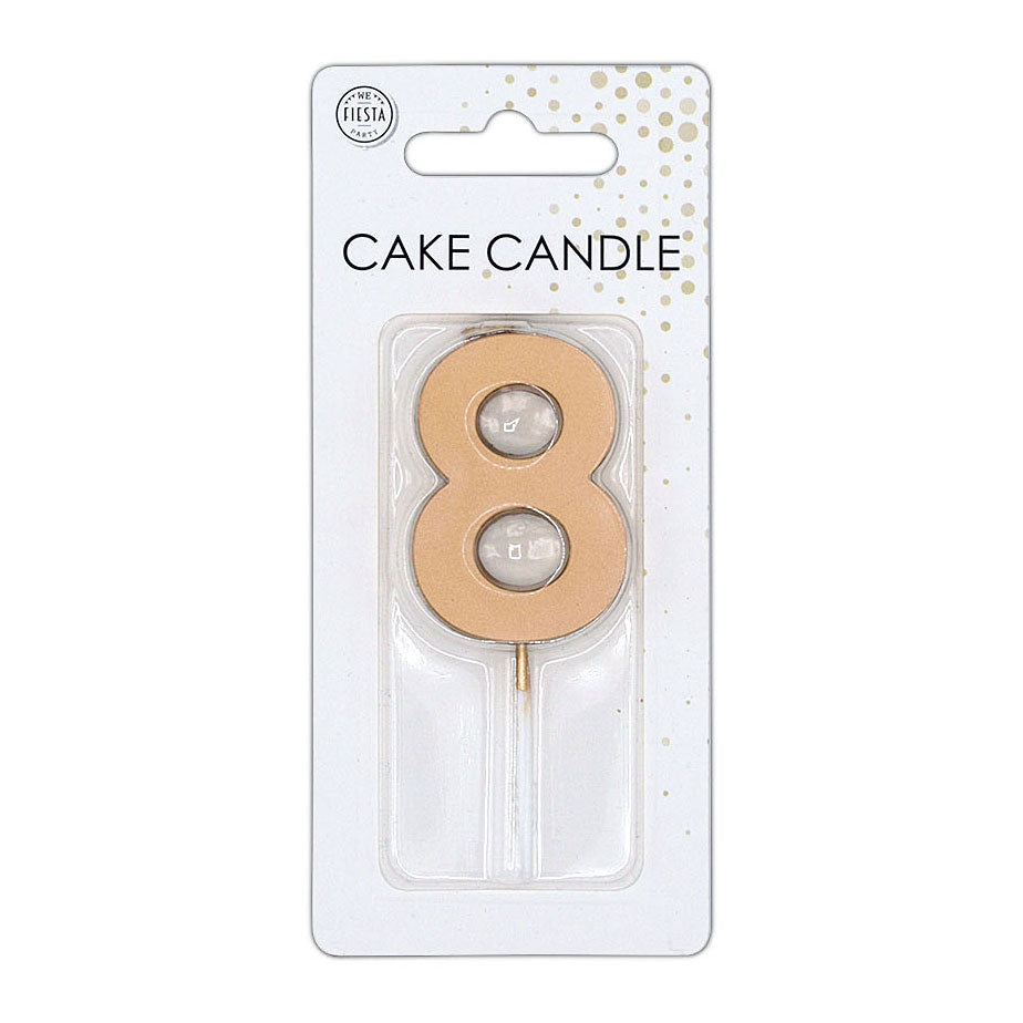 Globos cake candle 4.5cm metallic rose gold no. 8