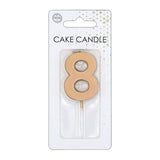 Globos cake candle 4.5cm metallic rose gold no. 8