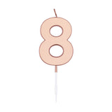 Globos cake candle 4.5cm metallic rose gold no. 8