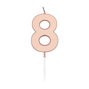 Globos cake candle 4.5cm metallic rose gold no. 8
