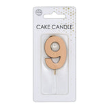Globos taartkaars 4,5cm metallic rose goud no. 9