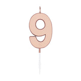 Globos taartkaars 4,5cm metallic rose goud no. 9