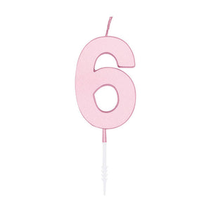 Globos cake candle 4.5cm pastel pink no. 6