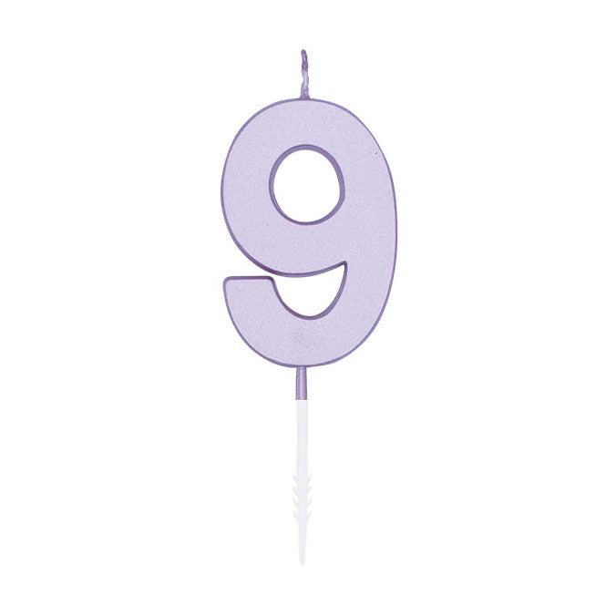 Globos cake candle 4.5cm pastel lilac no. 9