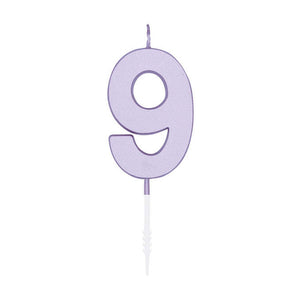 Globos cake candle 4.5cm pastel lilac no. 9