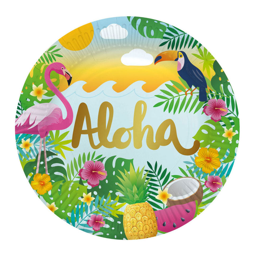 Globos paper plates 23cm aloha - 8pcs.