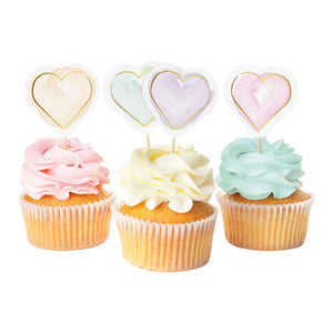 Globos cake toppers watercolors hearts - 12pcs.