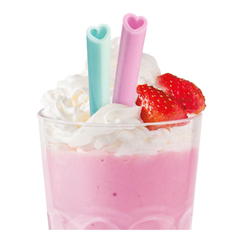 Globos silicone straws reusable watercolors hearts - 8 pcs.
