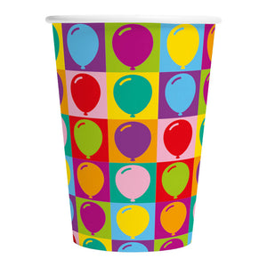 Globos Paper Cups 210ml Pop Party - 8pk.