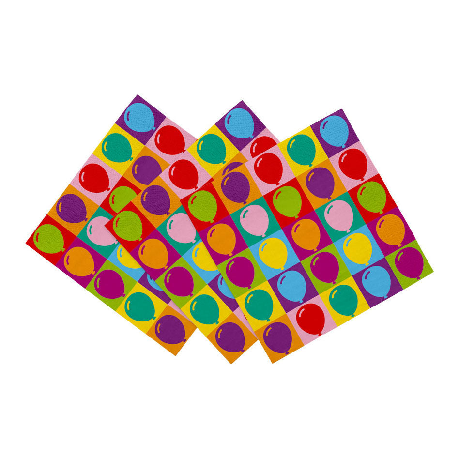 Globos paper napkins 33x33cm pop party - 20 pcs.