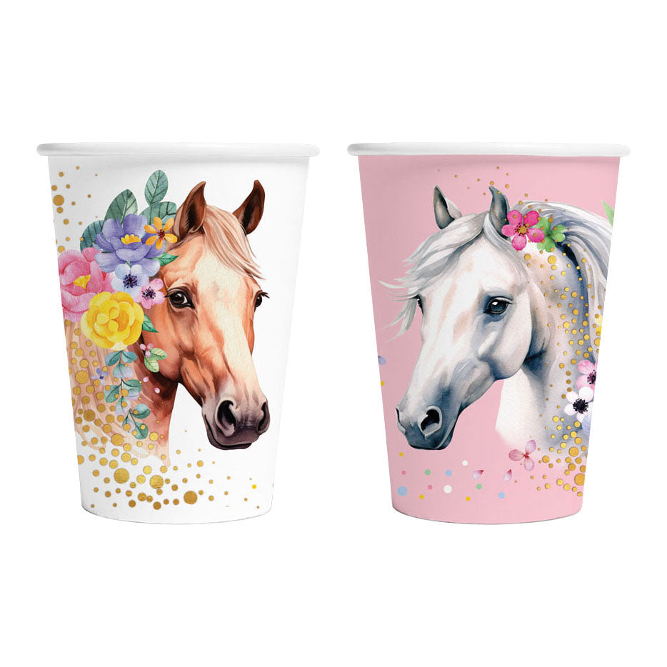 Globos paper cups 210ml horses - 8pcs.