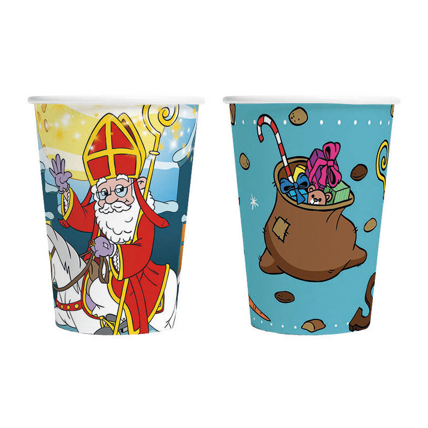 Bicchieri di carta Sinterklaas 210 ml 8 pezzi | 2 pezzi