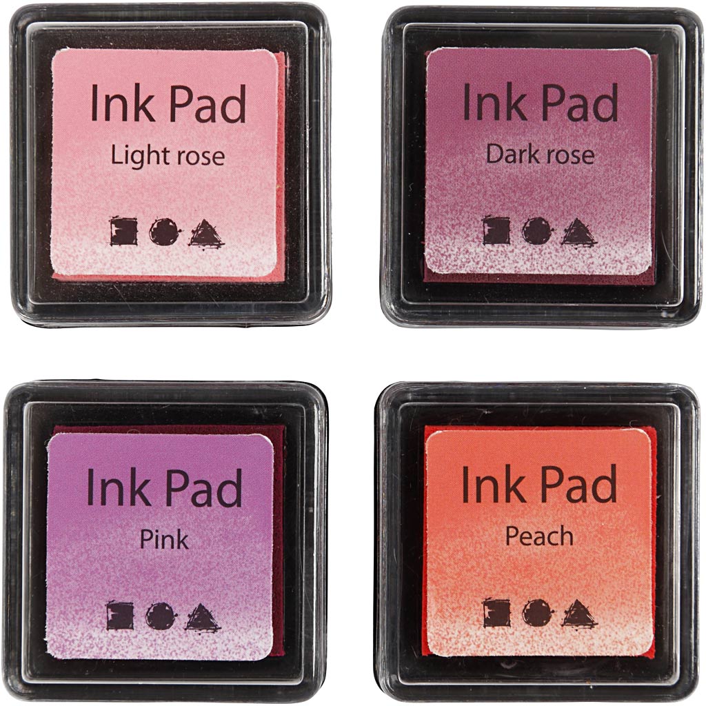 Creativ company stamp ink, h: 2 cm, size 3.5 x 3.5 cm, peach, pink, light pink, dark pink, 4 pieces 1 box