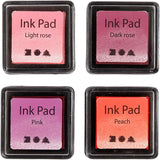 Creativ company stamp ink, h: 2 cm, size 3.5 x 3.5 cm, peach, pink, light pink, dark pink, 4 pieces 1 box