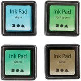 Creativ company stamp ink, h: 2 cm, size 3.5 x 3.5 cm, green, light green, olive, aqua, 4 pieces 1 box
