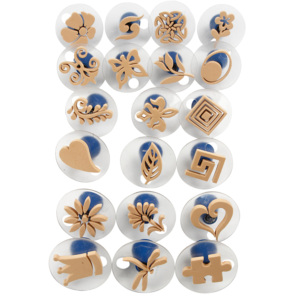 Creativ company foam stamps with handle, size 3-6 cm, 20 pieces in a box