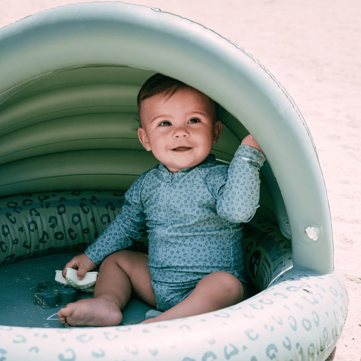 Leopard | green swimming pool ø 100 cm with sunshade