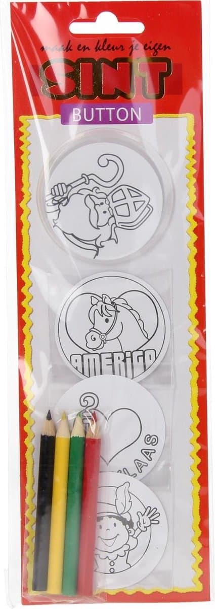Pulsante Sinterklaas che produce 6 cm di diametro comprese le matite colorate