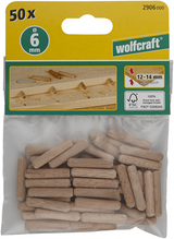 Wolfcraft Grooved Wooden Dowels | beech | ø6 x 30mm | 50 pieces - 2906000