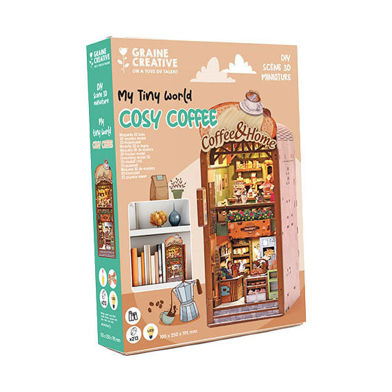 Graine creative grain 3D scene cosy coffee book nook model building kit