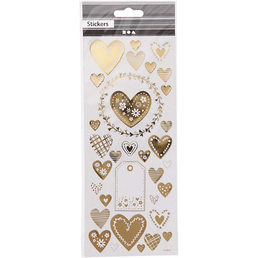 Creativ company gold heart stickers, 1 sheet