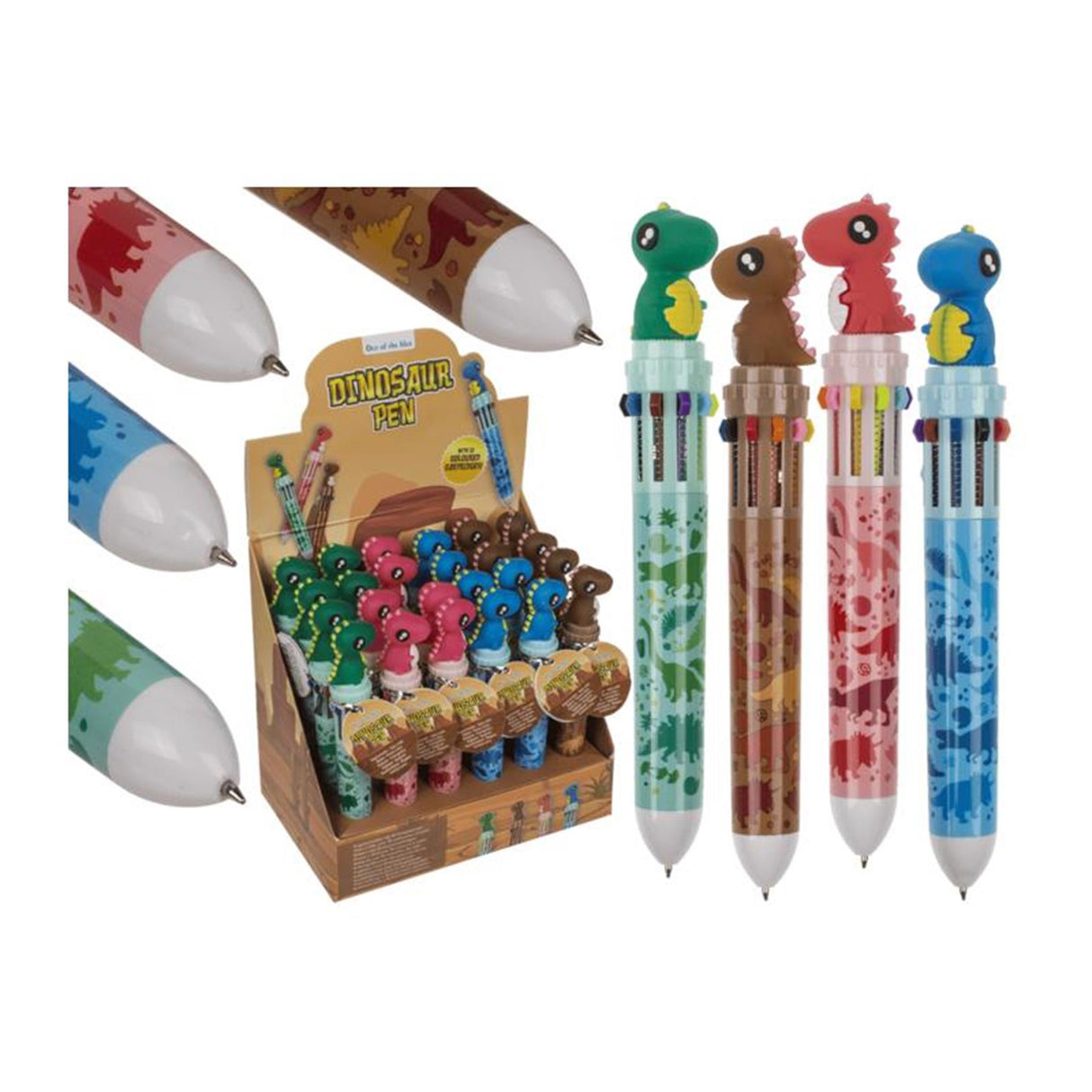 Ut av den blå dino 10-farger kulepenn