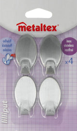Metaltex ovale Klebehaken klein, 4 Stück Edelstahl