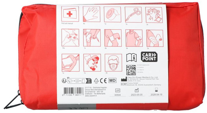 Set de primeros auxilios de Carpint-complos de 40 piezas con el estándar DIN 13164: 2022