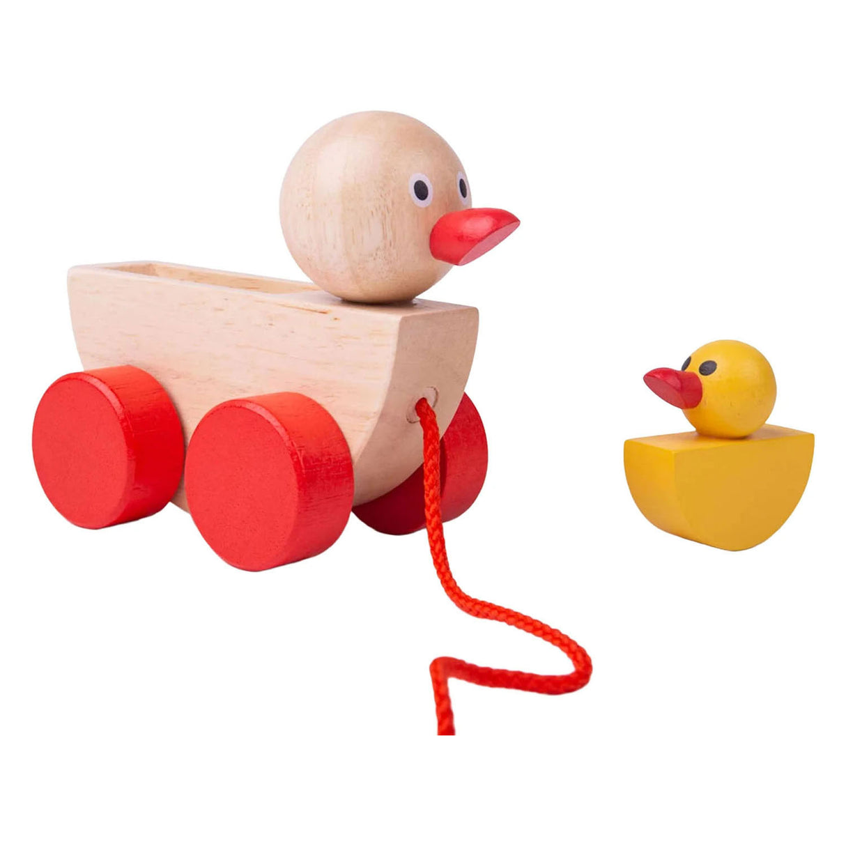 Bigjigs wooden pull-along duck with duckling