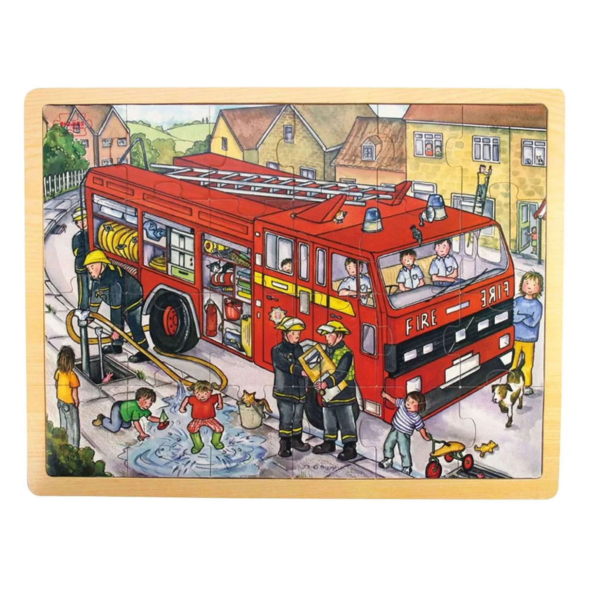 Bigjigs Wooden Fire Engine Jigsaw Puzzle - 24 pc.