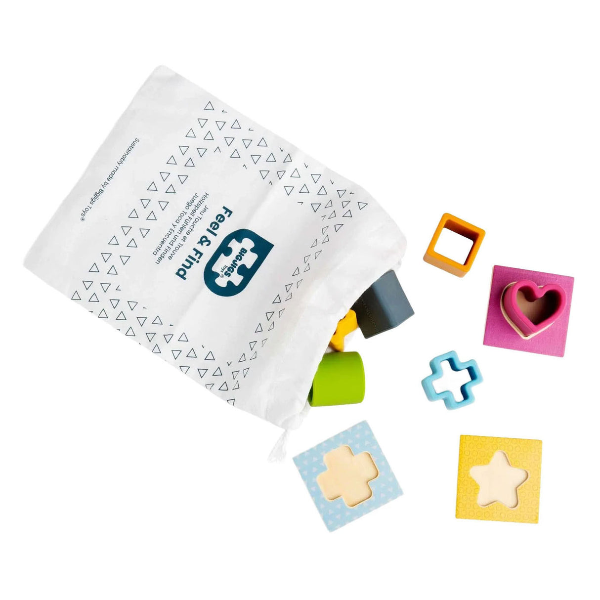 Bigjigs wooden and silicone shape puzzle - 13-piece
