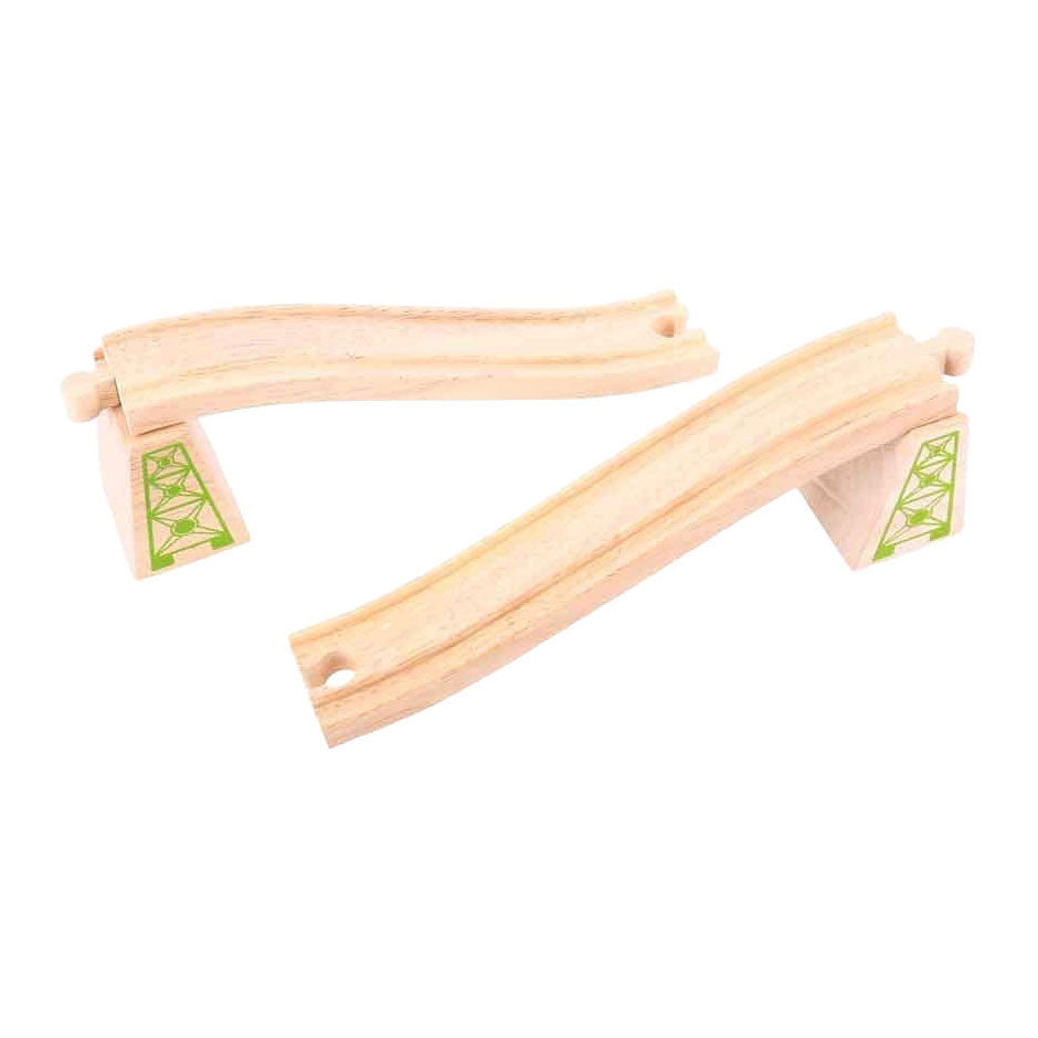 Bigjigs houten rails - op- en afrit - 4dlg.