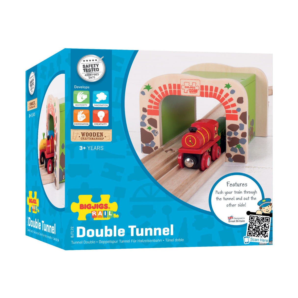BigJigs Wooden Rails - Double -Track Tunnel