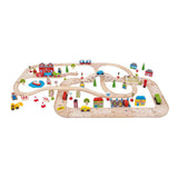 Bigjigs Wooden Train Track e Autoway Set, 105dlg.