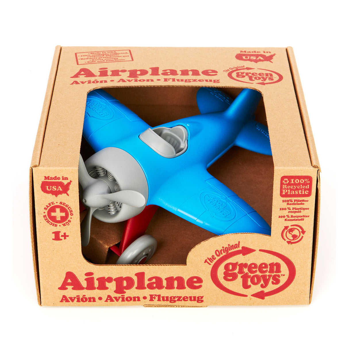 Grünes Spielzeug Flugzeugblau recycelte Kunststoff