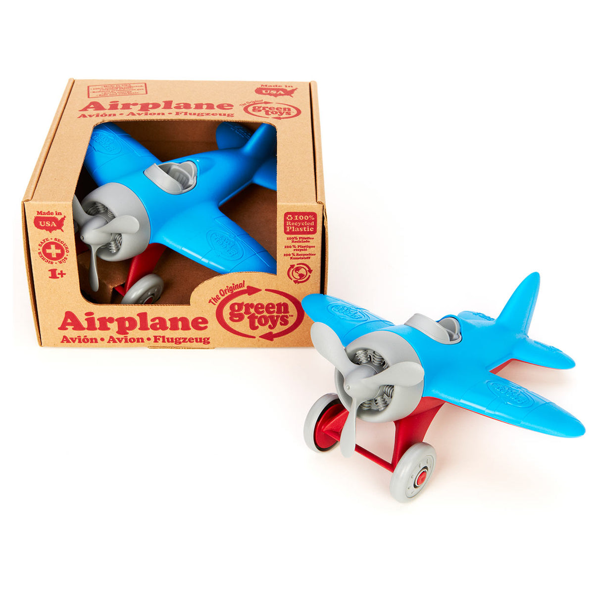 Grünes Spielzeug Flugzeugblau recycelte Kunststoff