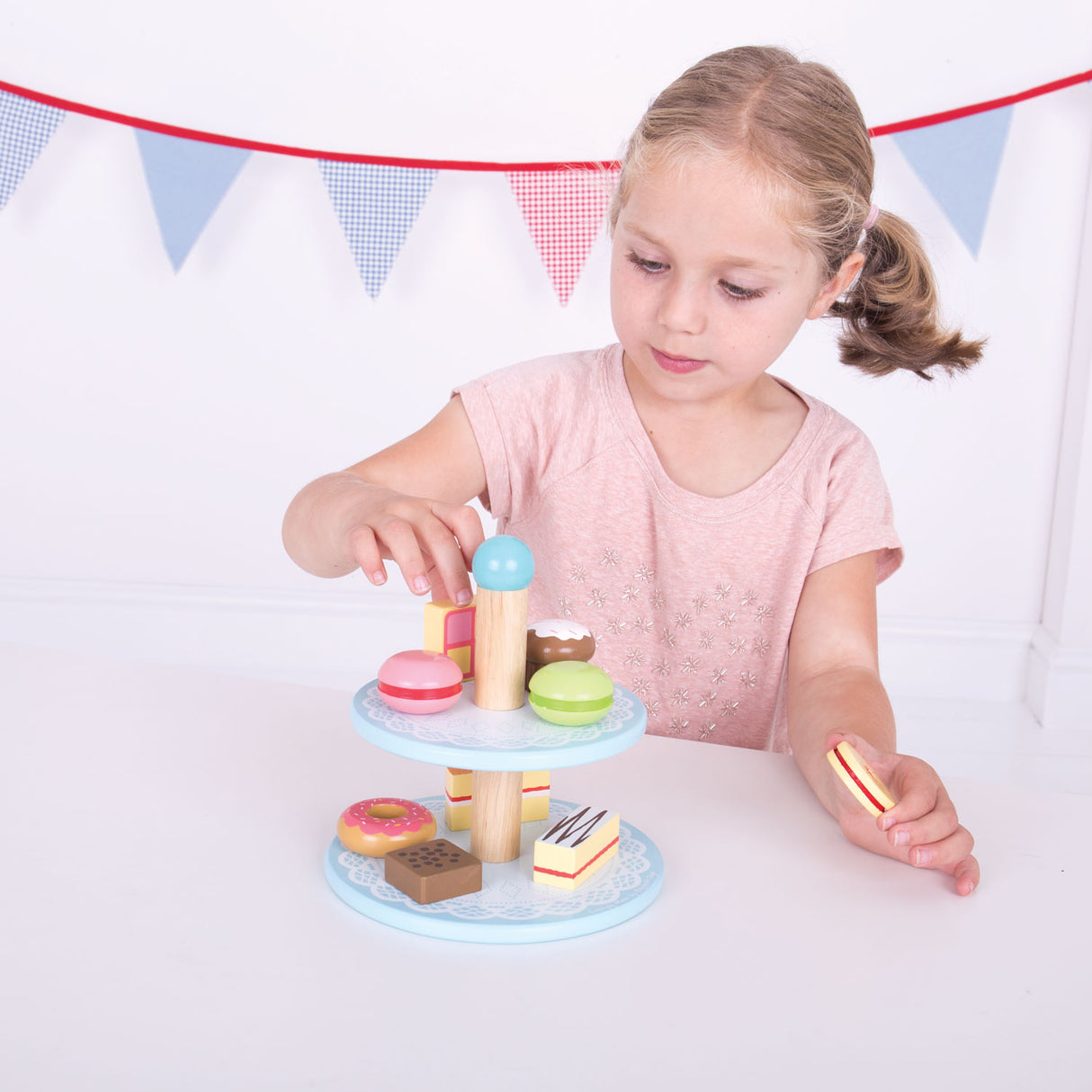 Bigjigs Wooden Etagere with cakes
