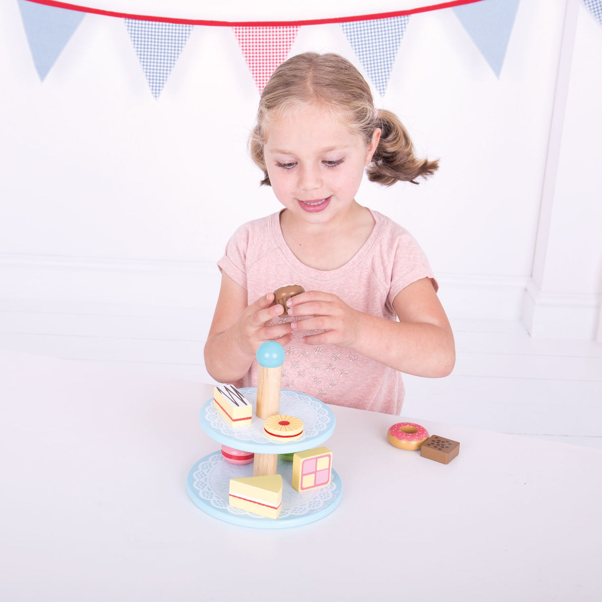 Bigjigs Wooden Etagere with cakes