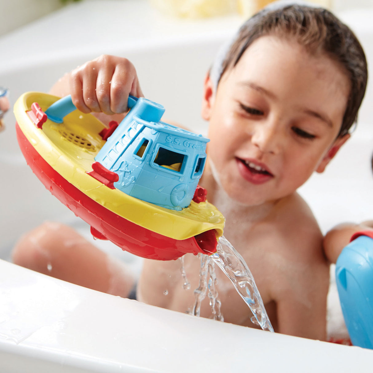 Jouets verts jouets verts remorqueur blauw geel