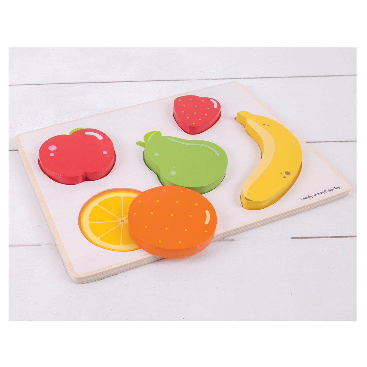 Bigjigs wooden puzzle fruit, 5dlg.