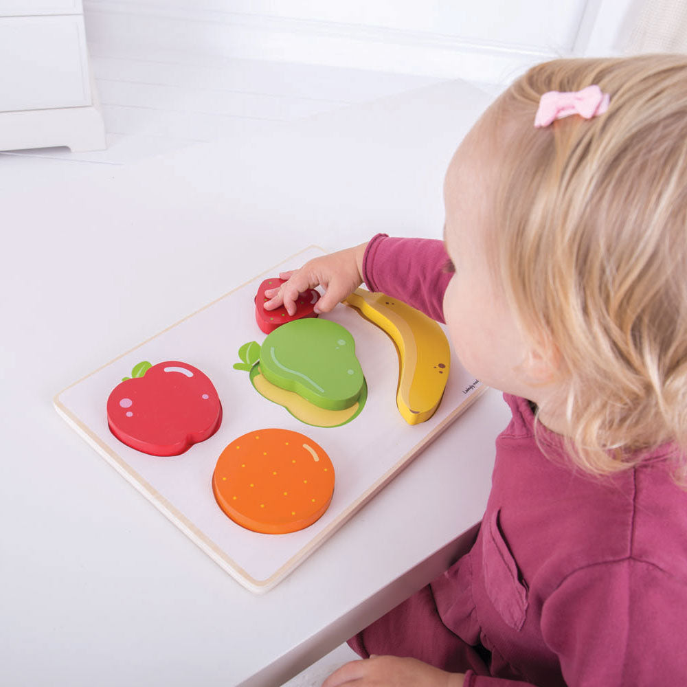 Bigjigs wooden puzzle fruit, 5dlg.