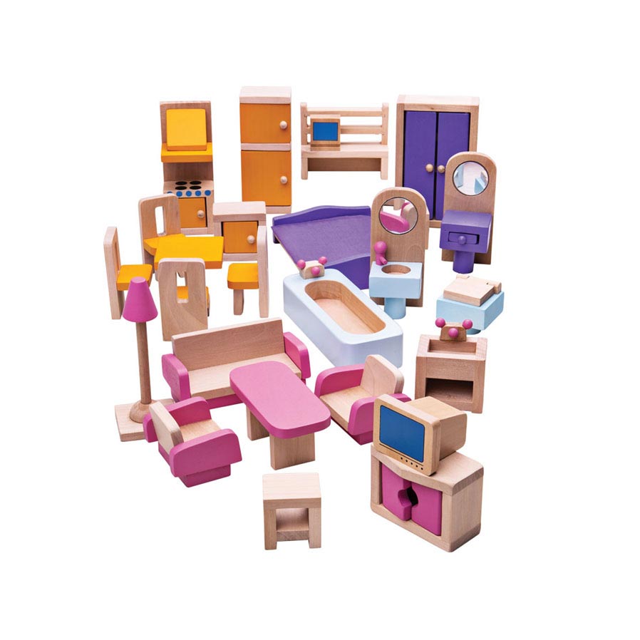 Bigjigs Wooden Dollhouse Furniture, 27DLG.