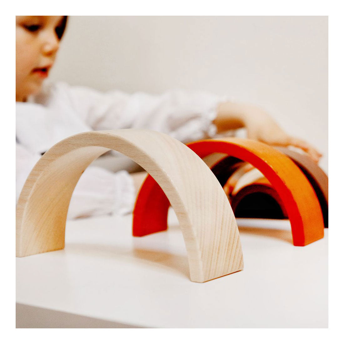 Bigjigs Wooden Stack of rainbow natural