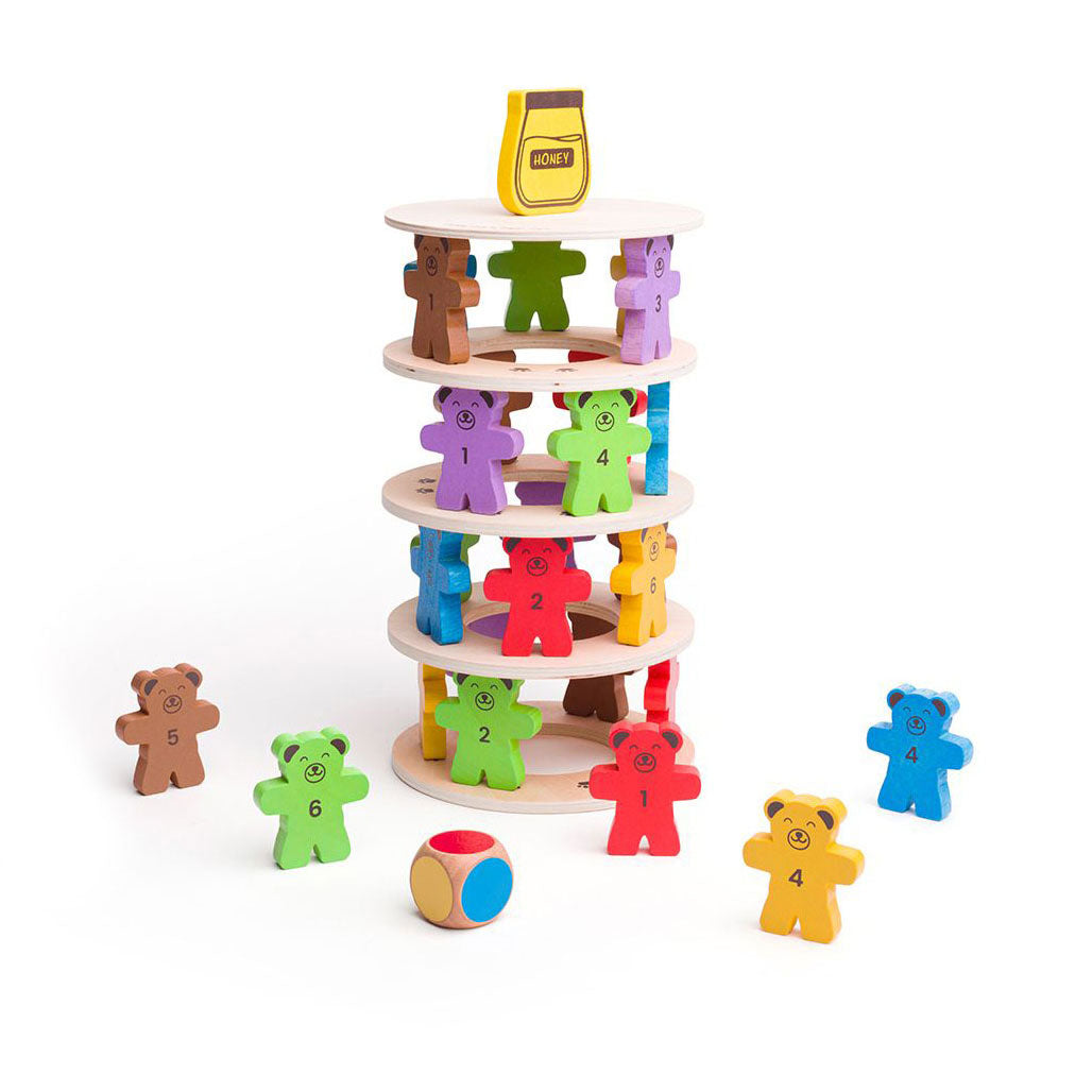 Bigjigs wooden stacking game teddy bears.