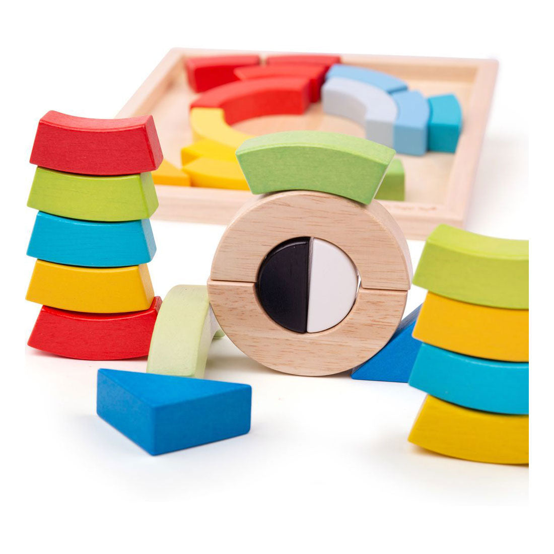 Bigjigs wooden arches and triangle building blocks